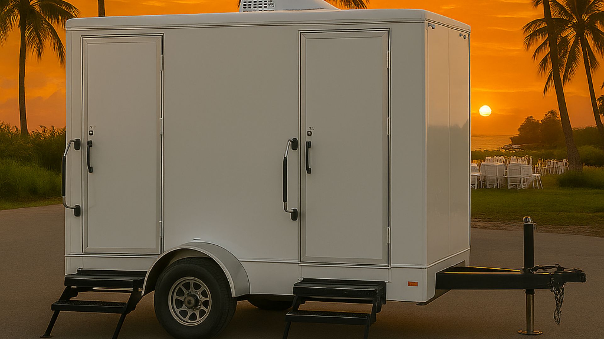 Luxury Restroom Trailer at a wedding in Sarasota County FL