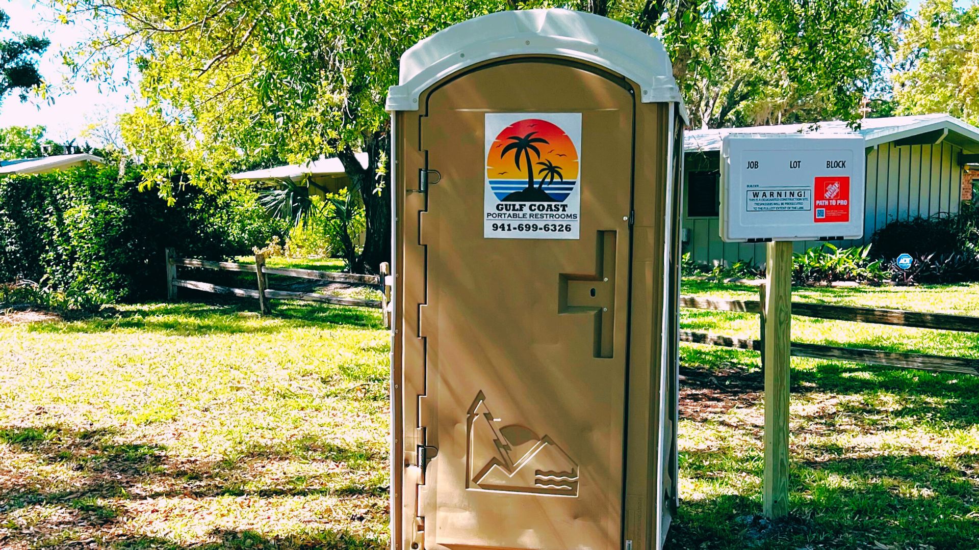Portable toilet on a construction site in sarasota florida